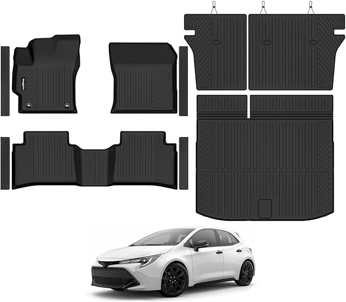 Floor Mats for 2020-2026 Toyota Corolla Hatchback, Trunk Mat and Backrest Mat & Door Sill Guard All Weather TPE Protector for Toyota Corolla Hatchback Accessories