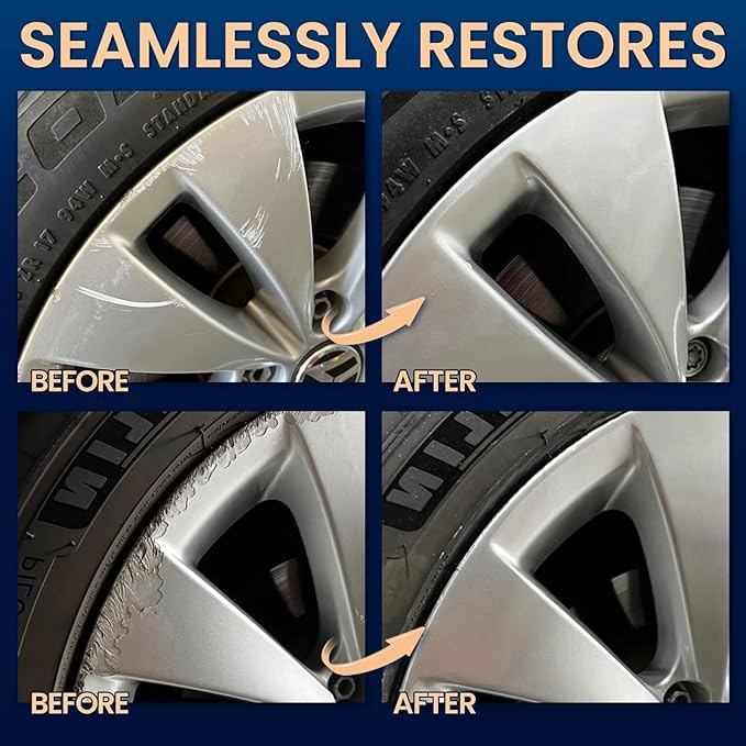 Silver Wheel Touch Up Paint, Chrome Rim Paint for Curb Rash, Wheel Scratch Repair Kit for Chrome, Alloy, Aluminum, Enamel, Universal Silver Automotive Touch Up Paint Pen (1 fl oz)