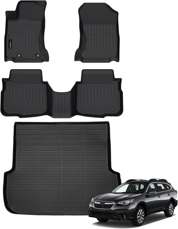 Auxko All Weather Floor Mats Cargo Mat Fit for Subaru Outback/Legacy 2020-2025 TPE Liners Accessories All Season Guard Odorless Anti-Slip Floor Mats Trunk Mat for Subaru Outback 2020-2025 Black