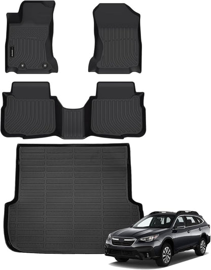 Auxko All Weather Floor Mats Cargo Mat Fit for Subaru Outback/Legacy 2020-2025 TPE Liners Accessories All Season Guard Odorless Anti-Slip Floor Mats Trunk Mat for Subaru Outback 2020-2025 Black