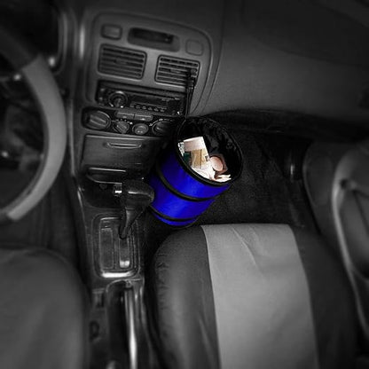 FH Group Automotive Waterproof Portable Collapsible Small Trash Can Garbage Container fits Most Cars,Polyethylene, SUVs, and Trucks Blue