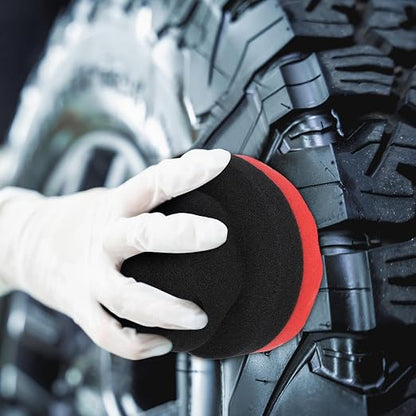 IPELY 2 Pack Large Red Tire Shine Applicator Pad, Durable and Reusable Hex-Grip Tire Dressing Applicator Pad