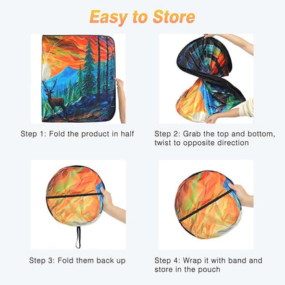 Windshield Sun Shade - Windshield Sun Shade Foldable, Car Sun Shade Windshield Keeps Interior Cool, Foldable Sunshade for Car Windshield with Storage Bag for Cars, SUVs, 55'' x 32''