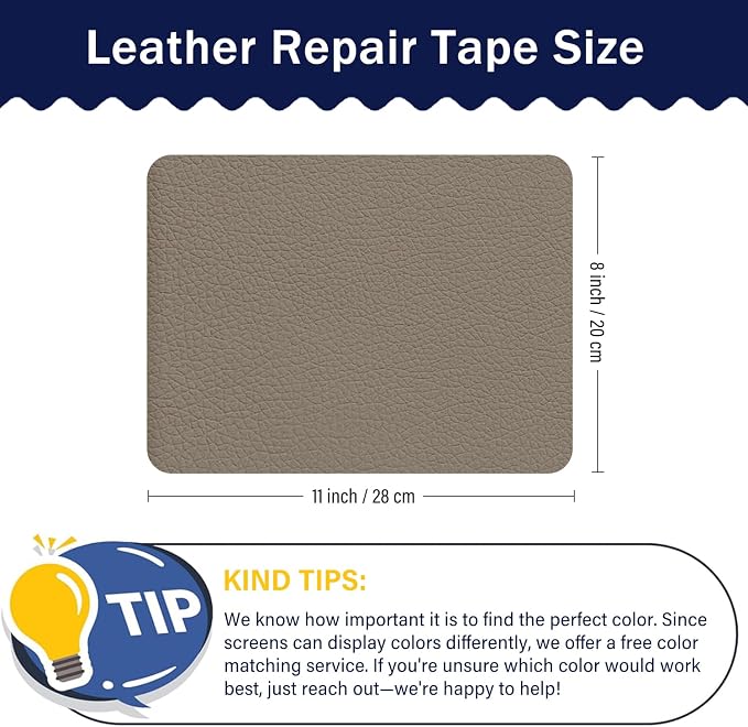 Zenyao Leather Repair Patch Tape - Self Adhesive Leather Repair Kit for Car Seat Furniture, Heavy Duty Vinyl Repair Patch for Couch Sofa, Waterproof Fix for Tears, 8x11 Inch Sheet, 2 Pieces, Beige