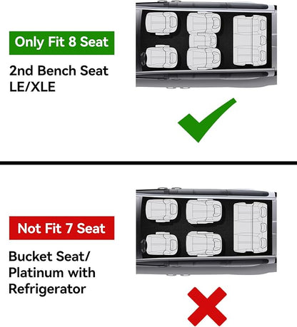 3W Floor Mats & Trunk Mat for Toyota Sienna 2021-2026 LE/XLE(Only for 8 Seat), TPE All Weather Custom Fit Floor Liner for Sienna 1st, 2nd and 3rd Row and Cargo Mat, Black