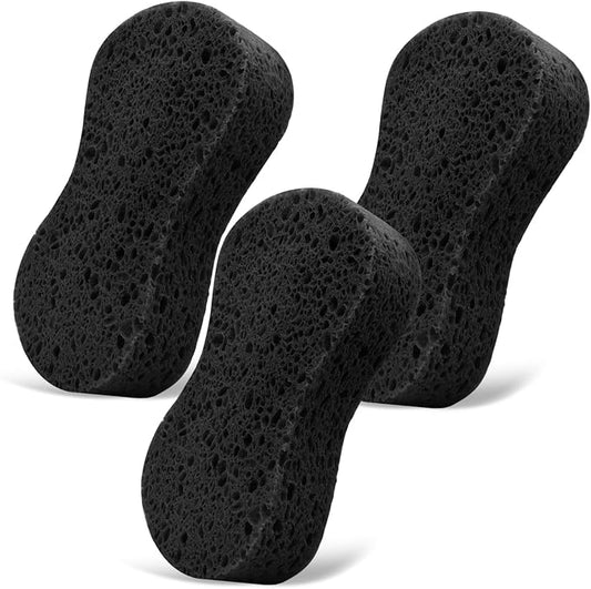 3 - Pack Large Sponge, Kitchen Sponges, Handy Sponges, Cellulose Sponges, Dish Washing Sponge, Natural Sponge, Car Washing Sponge, Eco Friendly Sponge (7.68 x 3.74 x 1.38 Inch), Black