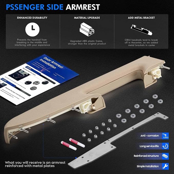 22818472 Front Right Passenger Side Armrest Repair Kit Fit for Chevy Silverado 1500 2500HD 3500HD 2010-2014 For GMC Sierra 1500 2500 HD 3500 HD 2010-2014 Door Panel with Release Handle Below Armrest