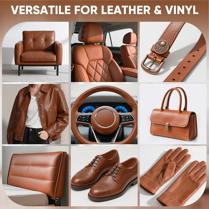 Leather Recoloring Balm - Scratch Repair & Color Restore Kit for Faded Leather, Couch & Car Seats - 10OZ Leather Restorer Balm for Furniture, Auto Interior, Vinyl, Accessories (Light Brown-Tan)