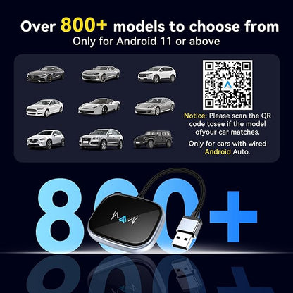 Wireless Auto Adapter, Wireless Carplay Adapter, Latest NFC Touchscreen Connectivity, Plug-and-Play for Android Devices (Android 11 and Above)