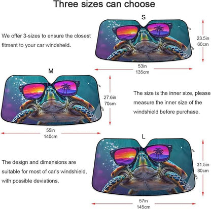 Windshield Sun Shade Sea Turtle Summer Front Window Block UV Shades Visor Reflective Retractable for Car SUV Trucks