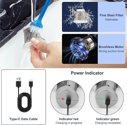 WADEO Handheld Vacuum Cordless, Car Vacuum Portable Cordless 18000Pa, Hand Held Vacuum, Mini Vacuum with Blower, Car Vacuum with Brushless Motor and TypeC, Portable Vacuum for Car