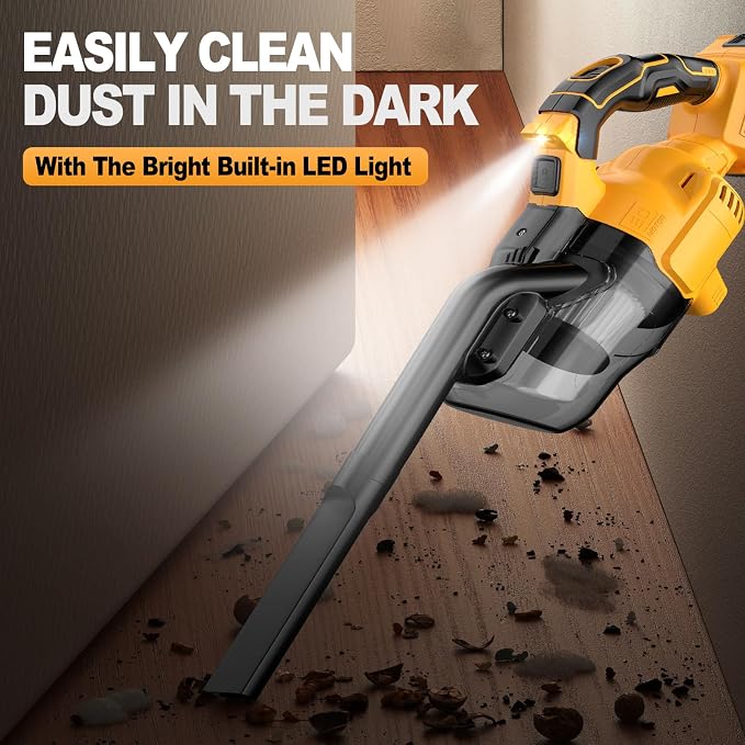 Cordless Vacuum Compatible with Dewalt 20V Battery, Portable Handheld Vacuum Cleaner with 2 HEPA Filter, 4 Multi Nozzle, Power Shop Vacuum for Home, Car, Floor, Carpet (Battery Not Included)