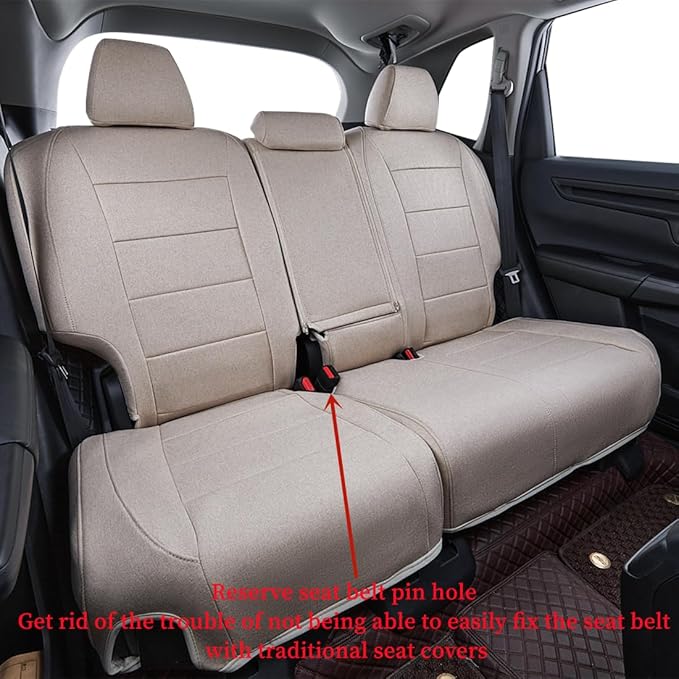 coverdream Custom Fit Seat Covers for Toyota Tacoma Double Cab/Crew Cab 2016 2017 2018 2019 2020 2021 2022 2023,Full Coverage,UV Resistant Polyester Seat Protector (Full Set,Beige)