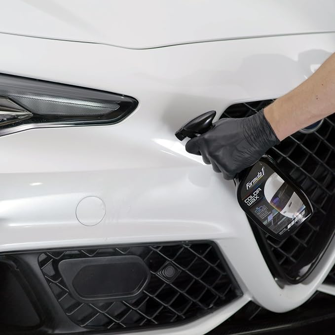 Formula 1 Color Wax Spray for White Cars, Gives Ceramic Water Beading Protection and Ultimate Shiny Finish, Fills Minor Scratches with Color-Match Pigment, 23 oz