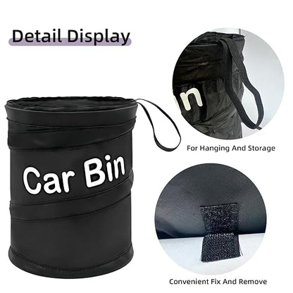 GiftNest Car Trash Can for Back Seat 1-Second Pop Up Foldable Leakproof 1 Gallon Car Garbage Bin with Hook and Loop Strap Waterproof Liner Car Garbage Bag Fits Cars, Home, Office