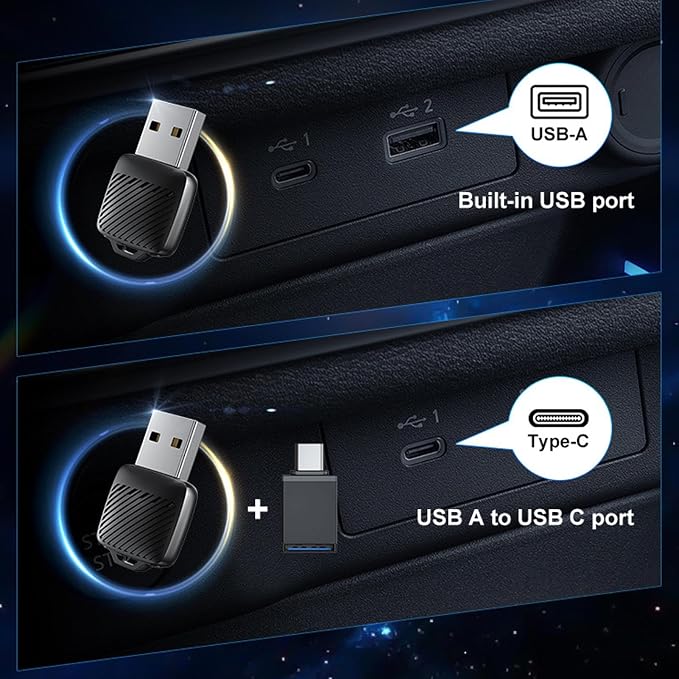 LICAEVEY Wireless Car Play Adapter, Vehicle Mounted System Wireless Adapter, 2 in 1 Wired to Wireless Car Interconnect Converter Support for Android Auto, Plug and Play, Fast Auto Connect