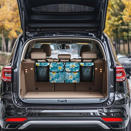 Tropical Florals Car Trunk Organizer Backseat Hanging Storage Bag with 4 Pockets & 3 Adjustable Straps Large Capacity Backseat Hanging Storage Accessories for Most Cars