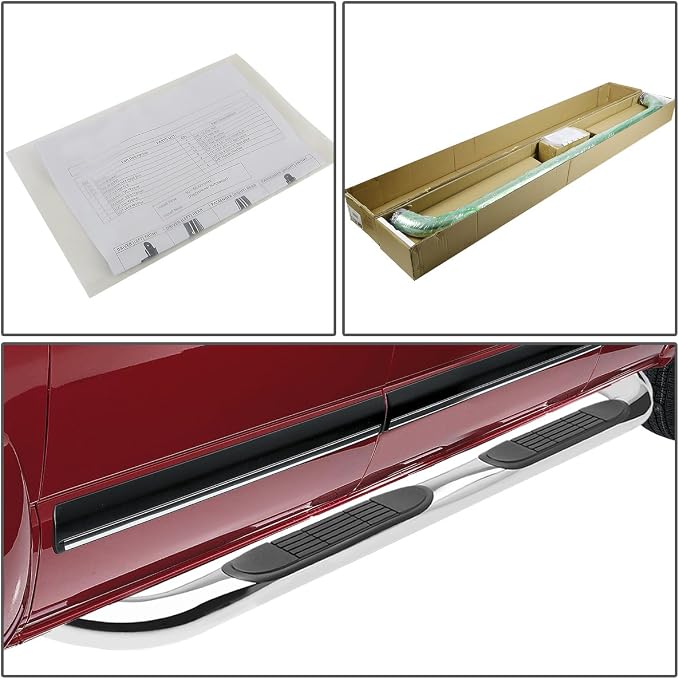 3 Inches Side Step Nerf Bar Running Board Compatible with Mazda B-Series Ford Ranger Extended Cab 1998-2011, Stainless Steel, Polished Chrome