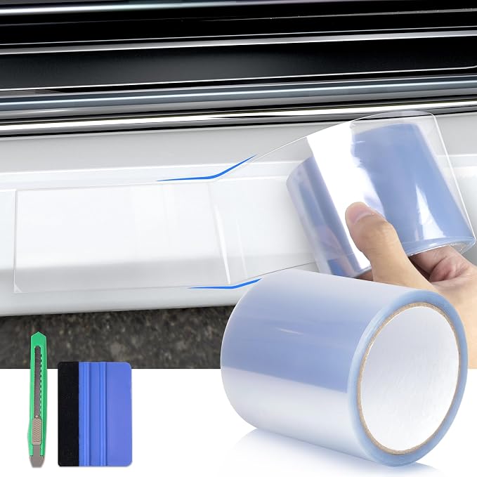 Arespark Car Door Edge Guard Protection Clear Vinyl Wrap Universal Door Sill Guard Anti-Collision Ratch-Resistant Protection Film, Transparent Paint Protection Vinyl Roll with Free Tools(4in x 30ft)