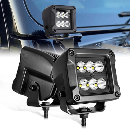 LED Pod Lights, Nirider 2PCS 120W 3 Inch CREE Fog Lights LED Cube Light Off Road Light Pods Spot Light Bars for Truck Car SXS UTV ATV Tractor Boat