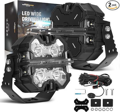 maXpeedingrods 5 Inch 178W Off Road Lights, LED Pod Light 21360LM with Amber/White DRL 3 Modes, 270°Side Shooter for Trucks Jeep Pickup UTV ATV Motorcycles Spot Ditch Light with Black Covers