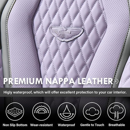 Coverado Automotive Seat Covers, Car Seat Covers Full Set, Purple Car Seat Cover, Car Seat Covers Front Seats Back Seat Cover, Waterproof Car Seat Cushion,Leather Seat Protector Fit for Most Cars