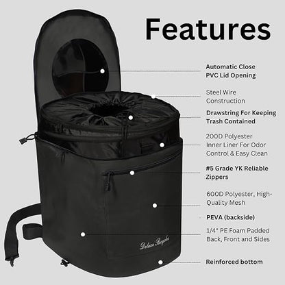 Collapsible Trash Can for Boating and Camping | Large, Durable, and Portable with Inner Bin - 8 Gallons - (Black)