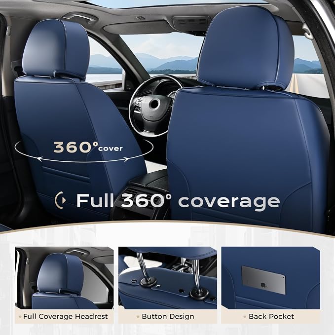 Coverado Car Seat Covers, Front Covers for Cars, Car Seat Cover Front Seats, Car Seat Protector Waterproof, Leather Car Seat Cushion, Universal Interior Covers Seat Protectors for Most Cars