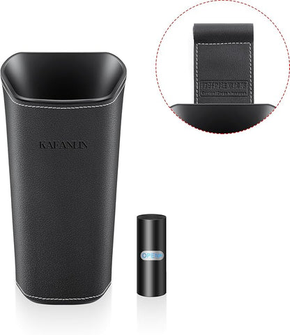 Car Trash Can Backseat Front Back Seat Door Center Console Armrest Passenger Glovebox Organization Storage Trash Bin Cute Black Mini Small Garbage Can Umbrella Holder (Glovebox)