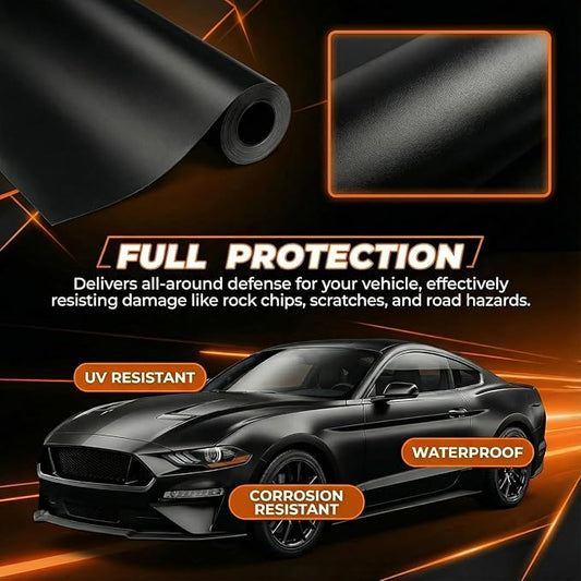 Black Indestructible Paint 3ft x 5ft Carbon Fiber Vinyl Wrap with Nano Air Release Technology,Anti-Wrinkle - Premium Paint Protection Film Roll for Car