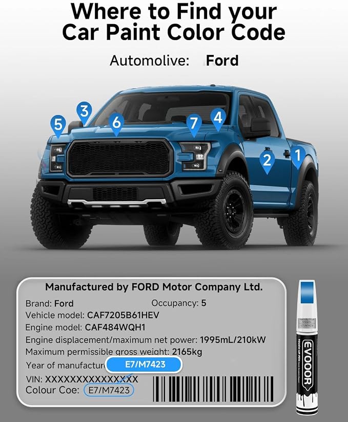 Touch Up Paint for Ford – Exact Match 2 in 1 Paint Pen for Chips and Nicks Repair (Velocity Blue Metallic(E7/M7423))