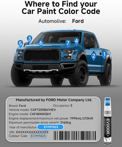 Touch Up Paint for Ford – Exact Match 2 in 1 Paint Pen for Chips and Nicks Repair (Velocity Blue Metallic(E7/M7423))