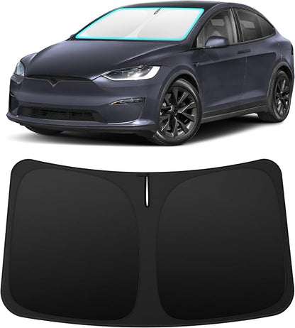 INSAUTO Custom Fit Windshield Sun Shade Accessories for Tesla Model X 2016-2026, Foldable Front Window Sunshade, UV & Heat Reflector, Keeps Interior Cool, Includes Storage Bag