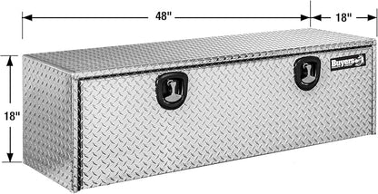 Buyers Products 1705110 Diamond Tread Aluminum Underbody Truck Tool Box, 18 x 18 x 48, Made in USA, .100 in. Thick, Corrosion Resistant, Locking Compression Latch, Secure Storage for Work Trucks