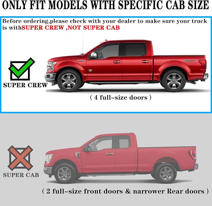 COMNOVA Running Boards Compatible with 15-26 Ford F150 Crew Cab(4 Full Size Doors) Side Steps for 2017-2026 Ford F250 F350 Super Duty Crew Cab.6 Inches Black Powder Coated Running Boards & Steps
