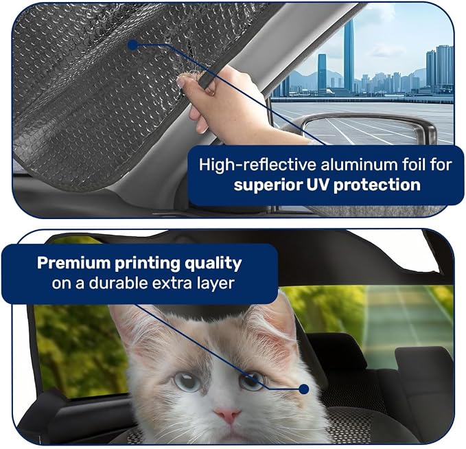 GENANY Cute Cat Couple Funny Windshield Sun Shade for Car SUV Truck (55x30 Inches),Sun Shade Windshield, Shades for Windows, Protector Blocks UV, Christmas Car Decor