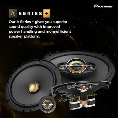 Pioneer A-Series Plus TS-A1601C 6.5” 2-Way Speakers (Pair) – 350W Max, Crisp Highs + Clear Vocals, Enhanced Bass, Ideal Factory Upgrade, Installation Adaptors Included