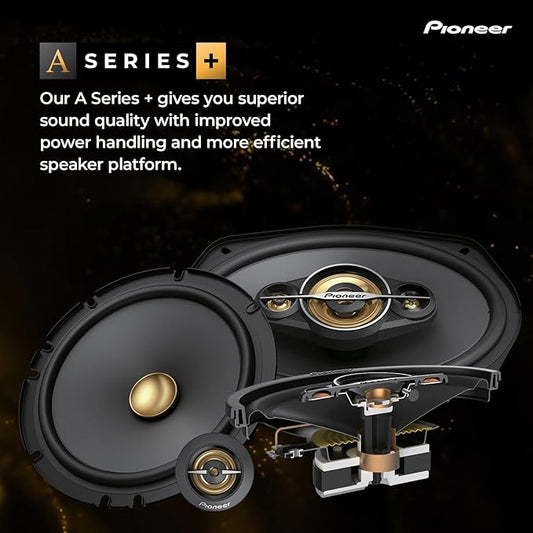 Pioneer A-Series Plus TS-A1601C 6.5” 2-Way Speakers (Pair) – 350W Max, Crisp Highs + Clear Vocals, Enhanced Bass, Ideal Factory Upgrade, Installation Adaptors Included