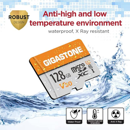 GIGASTONE 128GB Micro SD Card 5-Pack, A1 V30 4K Video Recording, Surveillance, Security Camera, Dash Cam, Drone, 95MB/s MicroSDXC Memory Card UHS-I Class 10, with Adapter