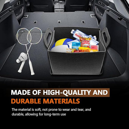 Felt Car Trunk Organizer, Foldable Vehicle Storage Box, Large Capacity Multi-Purpose Automotive Interior Accessories for Cars, SUV, Sedan, Truck (Dark Grey)