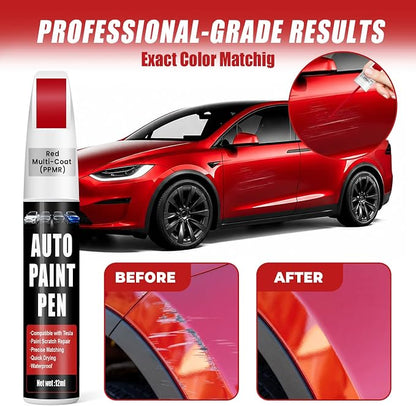 Touch Up Paint for Cars (Red Multi-Coat PPMR), Compatible with Tesla Model Y/3/X/S, 0.4 fl oz Color Accurate 2-in-1 Car Paint Scratch Repair Pen, Easy to Use, Fast-Drying, Long-Lasting