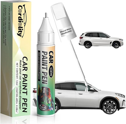 A96 Mineral White Metallic Touch Up Paint for BMW, Color Accurate Car Paint Scratch Repair Pen, Quick & Easy Fix Automotive Chips and Nicks