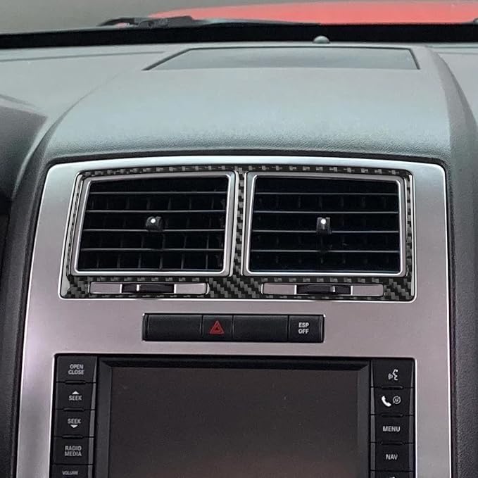 Car Center Console A/C Air Vent Decal Air Outlet Sticker Real Carbon Fiber Trim Compatible with Dodge Charger 2008 2009 2010 Interior Accessories Decor 2PCS Black