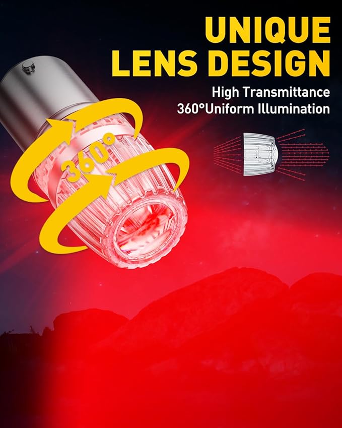 AUXITO Latest 1157 LED Bulb Red Brake Lights Tail Lights, 700% Brighter 2057 2357 7528 BAY15D LED Bulbs with Projector for Stop Third Brake Backup Tail Turn Signal DRL Maker Light, Pack of 2