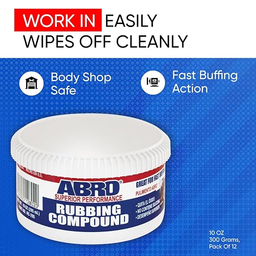 ABRO Rubbing Compound 10 oz — Car Scratch Remover & Buffing Compound for Oxidized Paint, Scuffs, Swirl Marks, Dull Finish, Auto Paint Correction & Detailing
