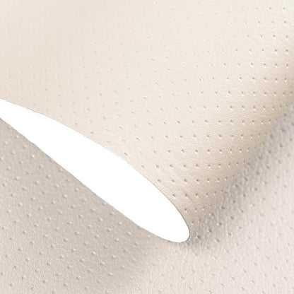 JuCheng Breathable Perforated Self-Adhesive Leather Repair Patch for Furniture, Couches, Car Seats, Office Chairs Faux Leather & Vinyl Repair Kit (Beige, 17x79inch)