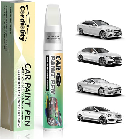 650/9650 Calcite/Cirrus White Touch Up Paint for Mercedes Benz, Color Accurate Car Paint Scratch Repair Pen, Quick & Easy Fix Automotive Chips and Nicks