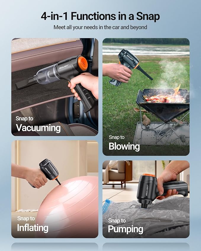 SEALIGHT Mini Car Vacuum, Car Vacuum Portable Cordless with 13000pa High Power Suction