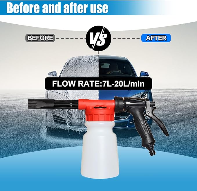 ZIMISI Car Wash Foam Gun, Foam Cannon for Hose, Professional Car Foam Sprayer with 6 Levels Foam Concentration, Spray Gun Cleaner, Connects to Any Garden Hose (Red)