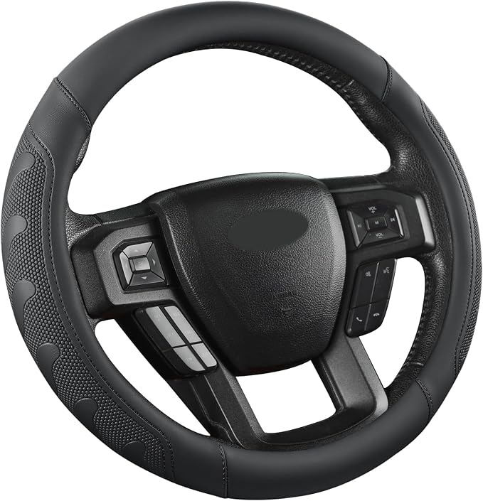 GIANT PANDA Car Steering Wheel Cover for Ford - F150 F250 F350 Expedition, (15.5-16 inches - Black)
